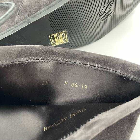 STUART WEITZMAN Lowland Boots Slate Gray Flat Suede Over the Knee NWT Size 5 - Picture 7 of 16